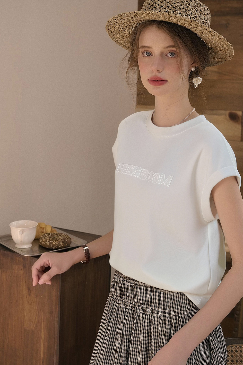 Cotton Folded Sleeve T-Shirt