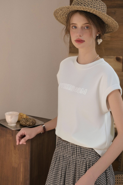 Cotton Folded Sleeve T-Shirt