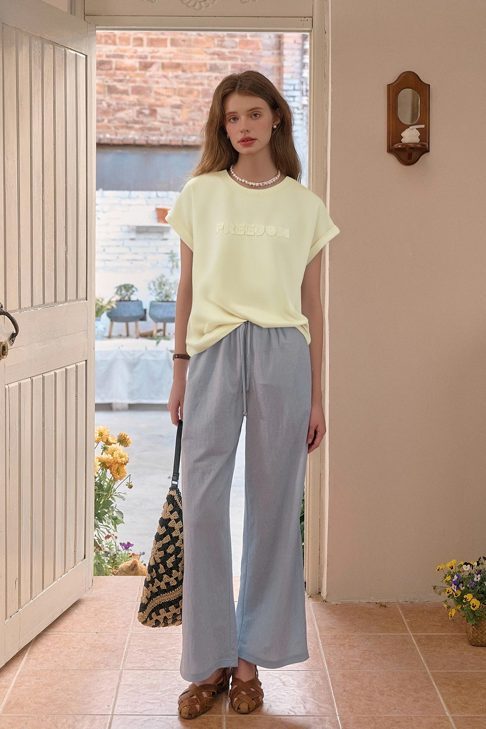 Cotton Folded Sleeve T-Shirt