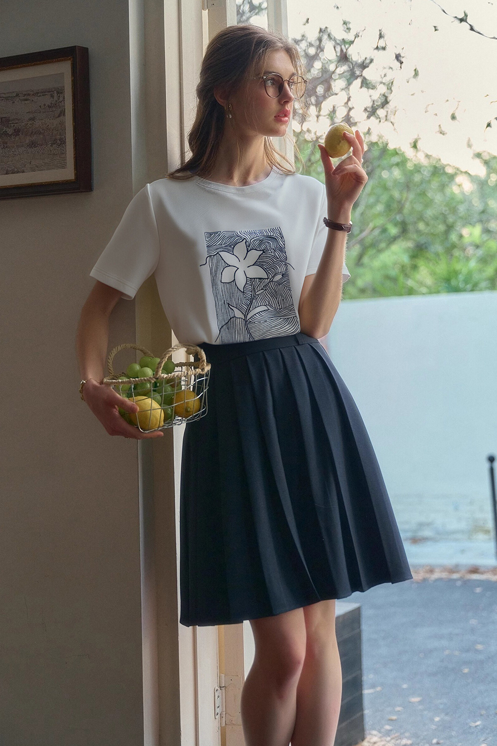 100% Cotton Flower Embroidered T-Shirt