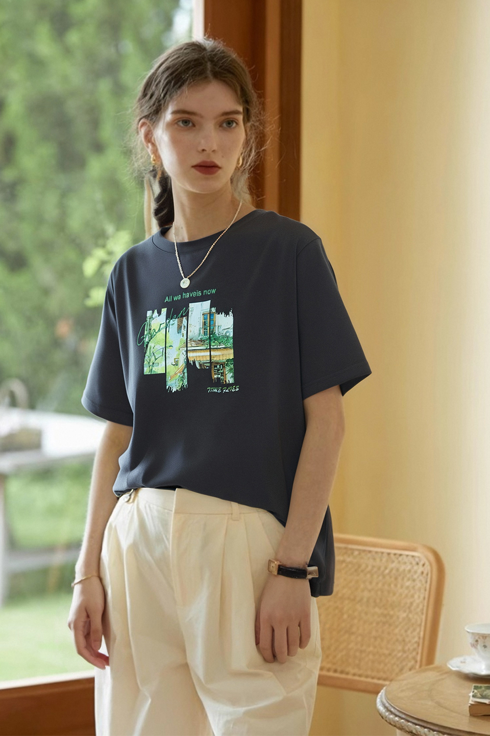 Pure Cotton Time Print T-Shirt