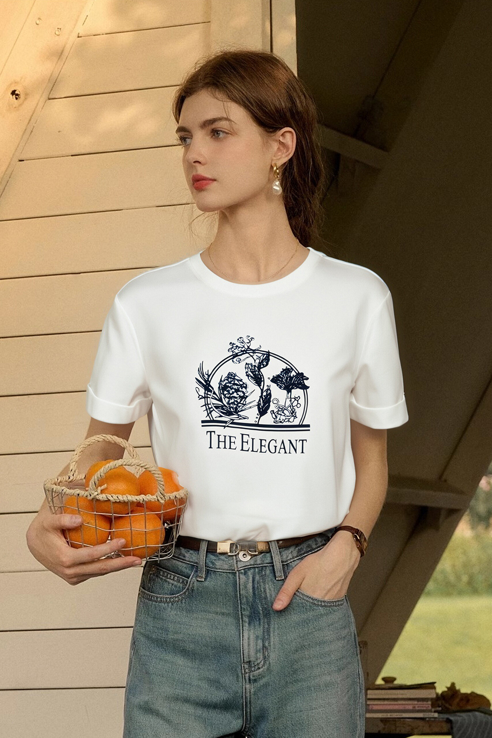 Cotton Printed Straight T-Shirt