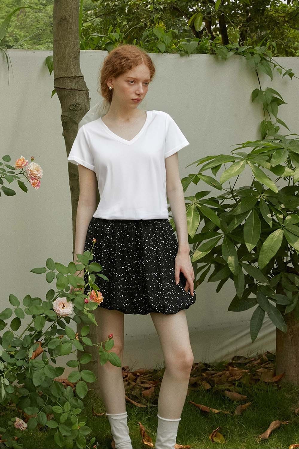 Pure Color V-Neck Casual T-Shirt