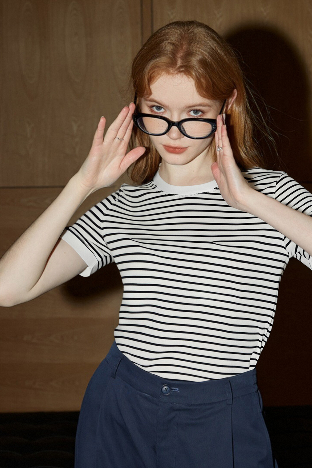 Lycocell Black And White Striped T-Shirt