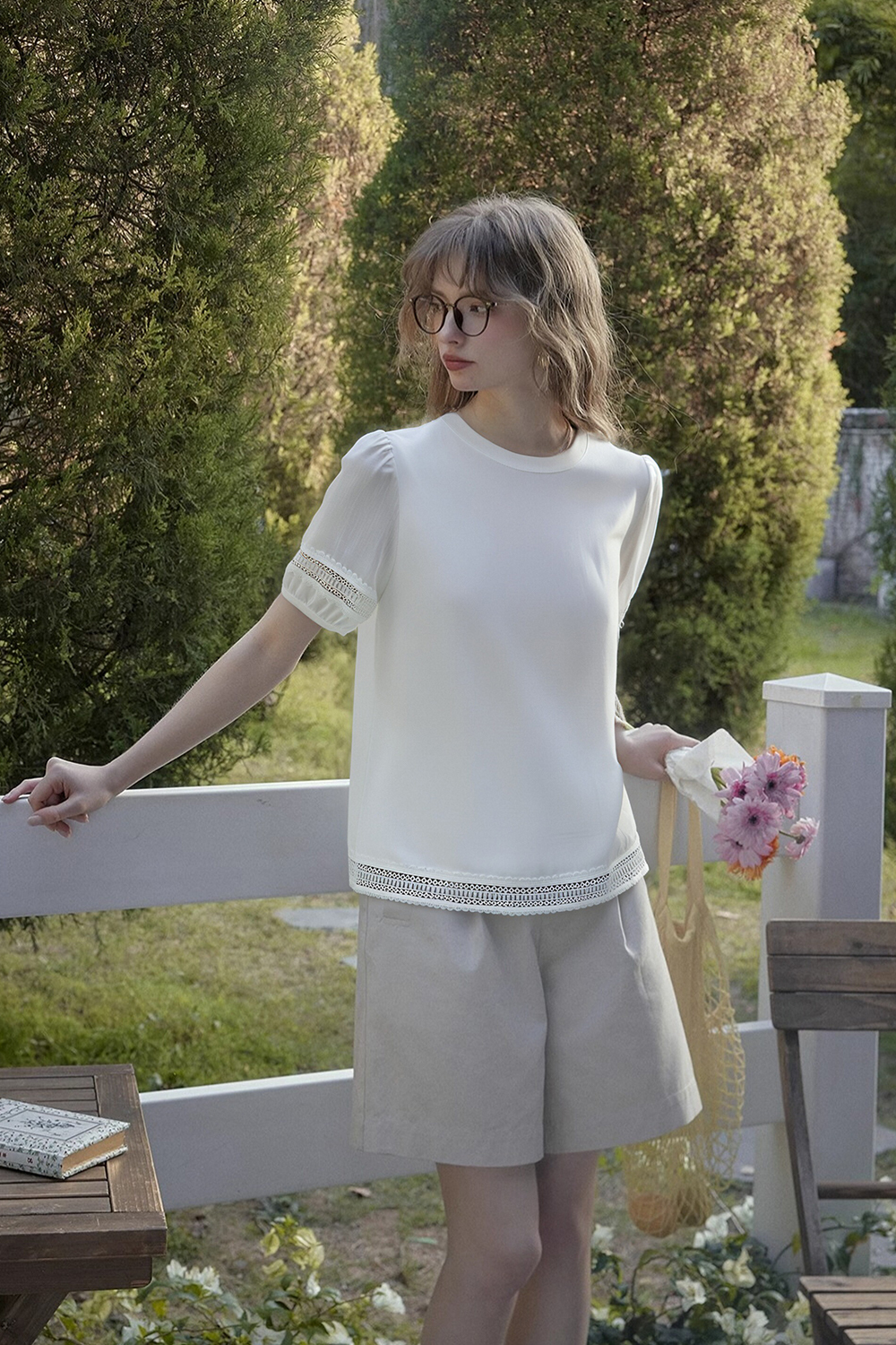 Hollow Stitching Lace T-Shirt
