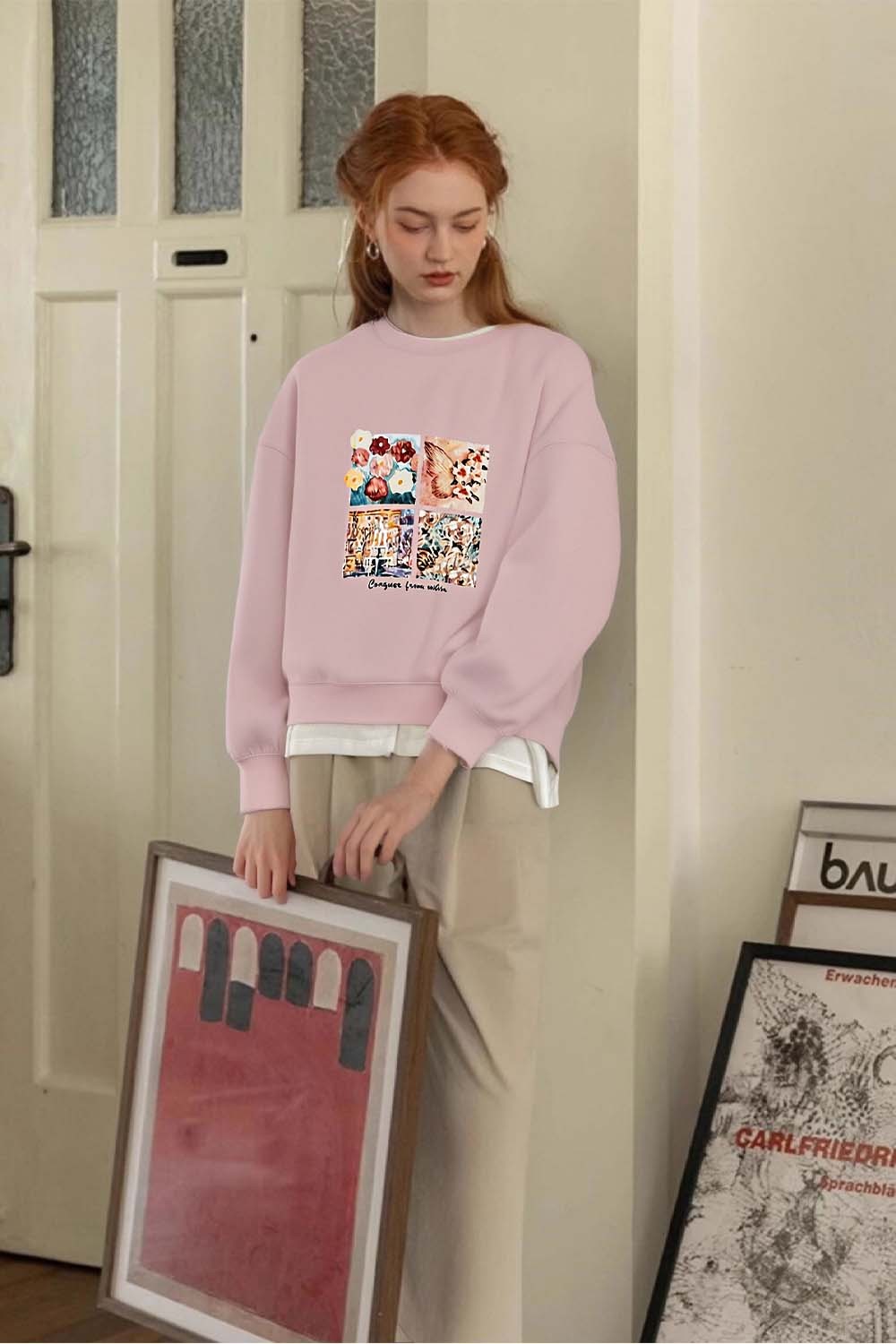Art Print Crew Neck Sweatshirt