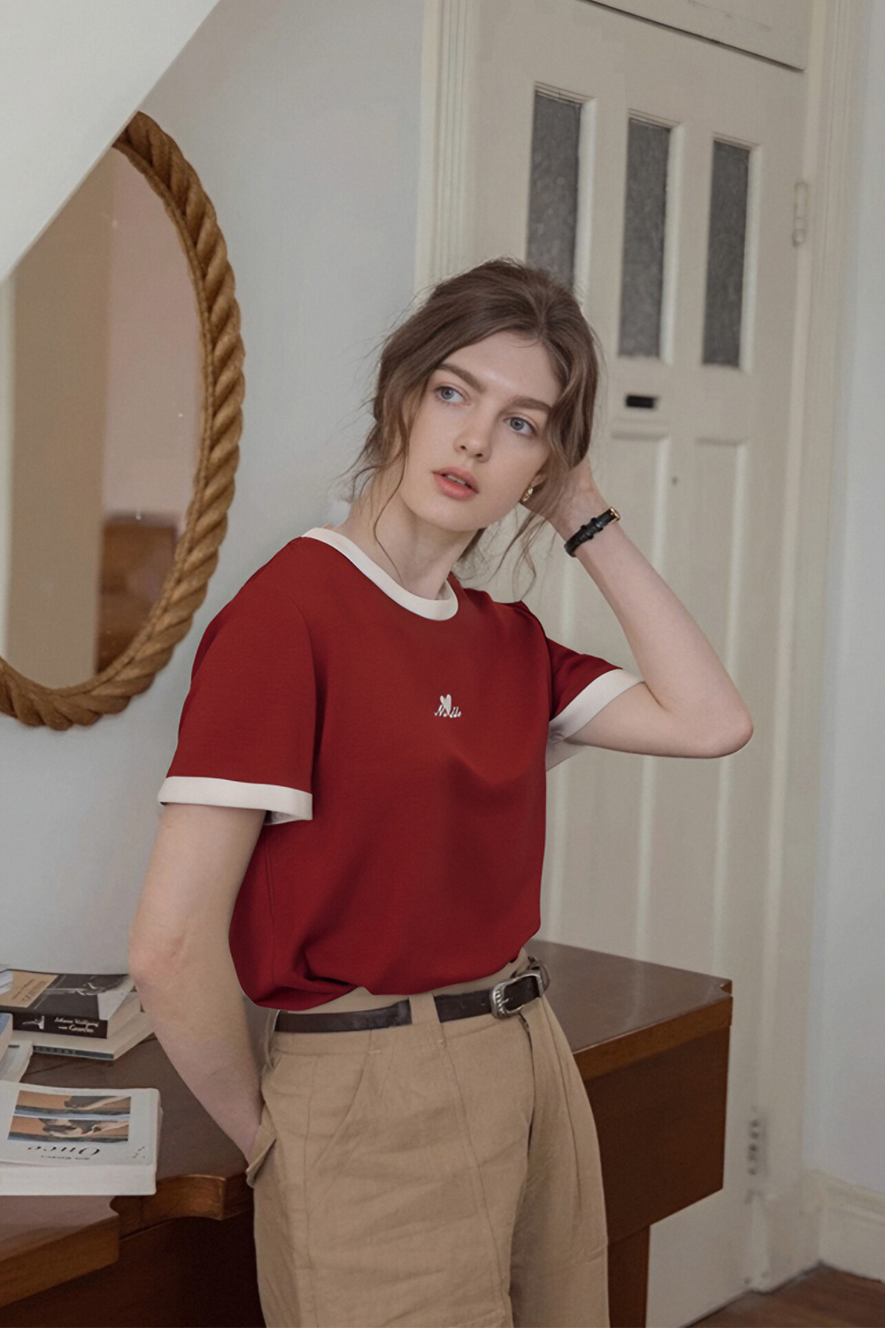 Cotton Blend Straight T-Shirt