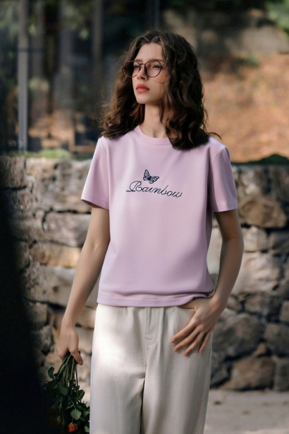 Exquisite Butterfly Embroidered T-Shirt