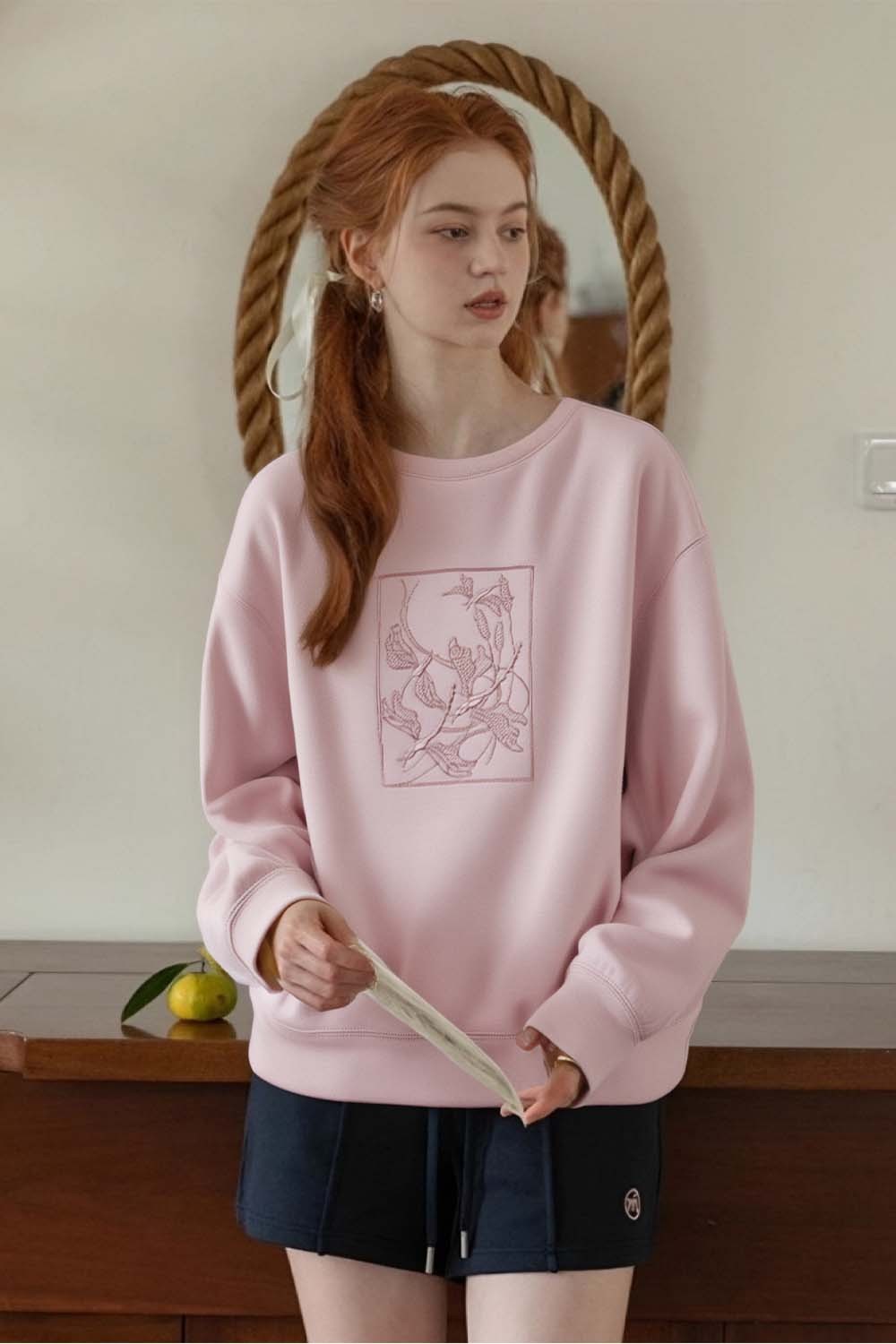 Pink Embroidered Sweatshirt