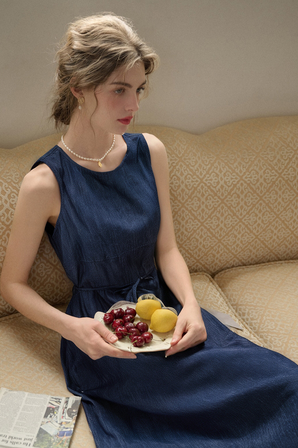 Cotton And Linen Blend Denim Dress