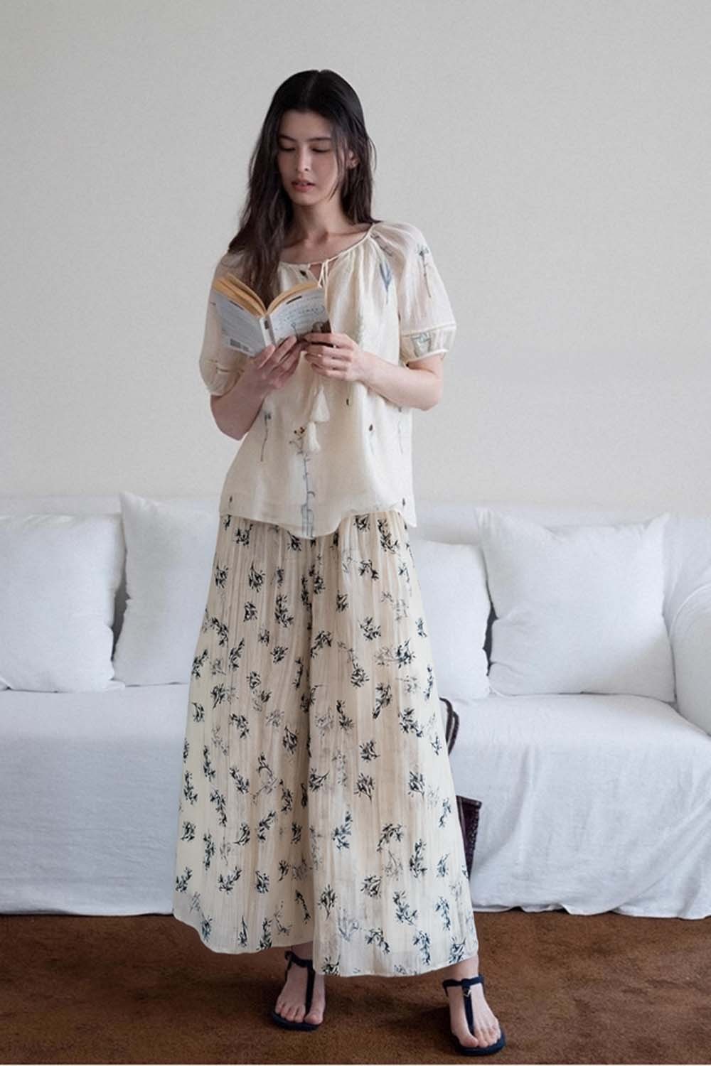 Loose Botanical Pattern Culottes