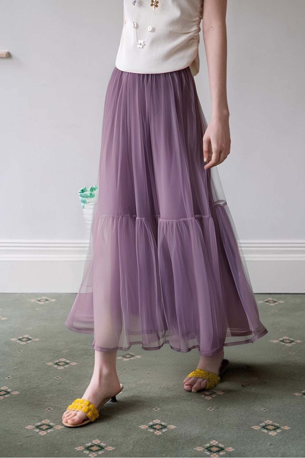 Double-Layered Mesh Puffy Skirt