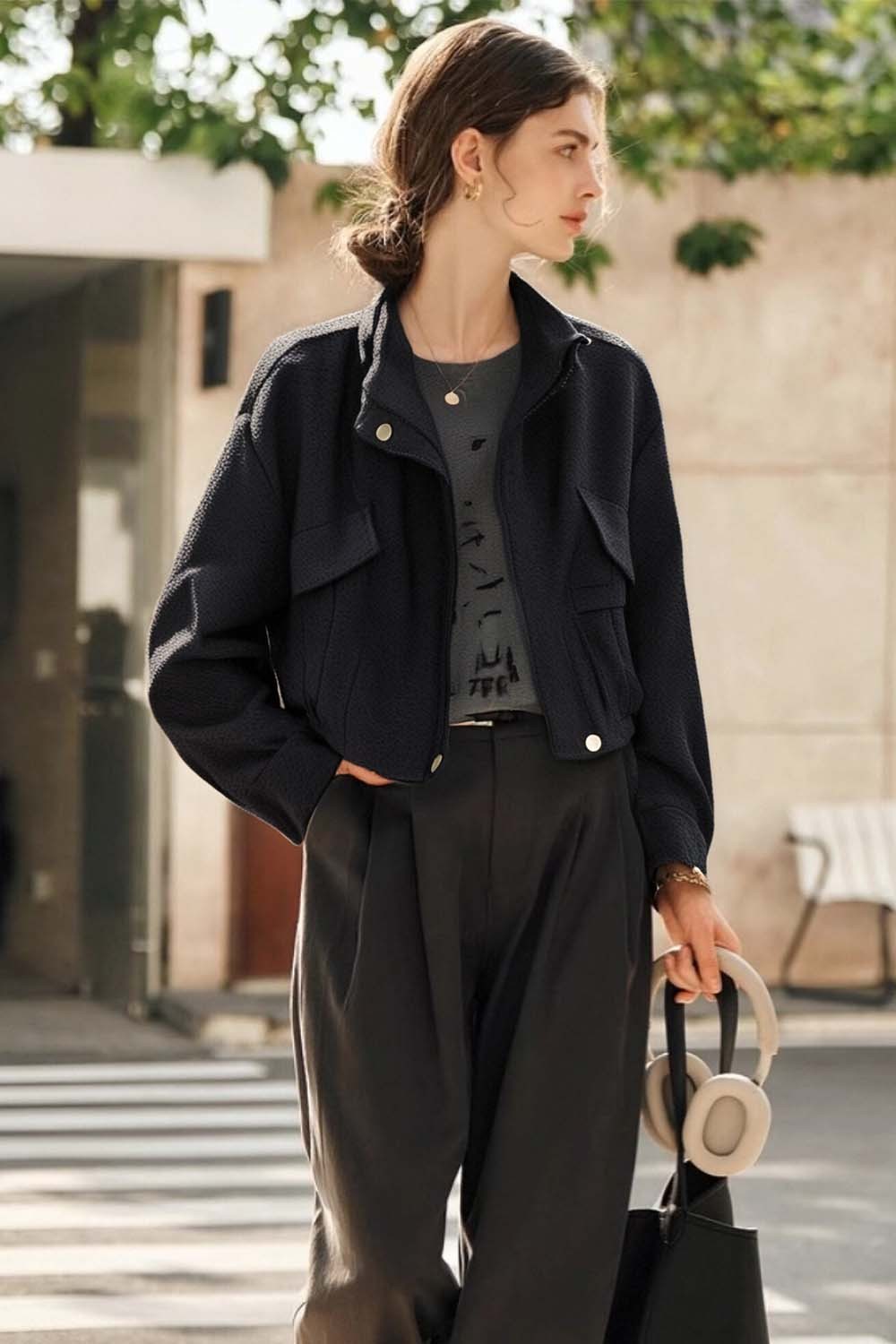 Workwear Style Short Lapel Jacket