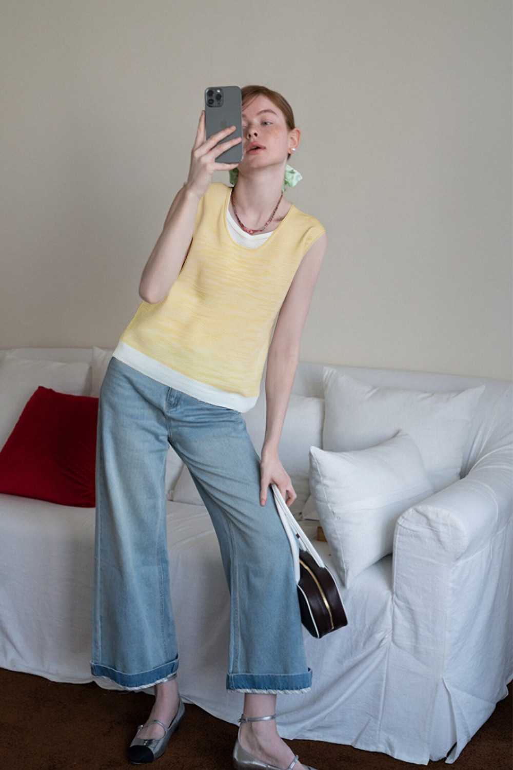 Fake Two-Piece Straight Knit Sweater