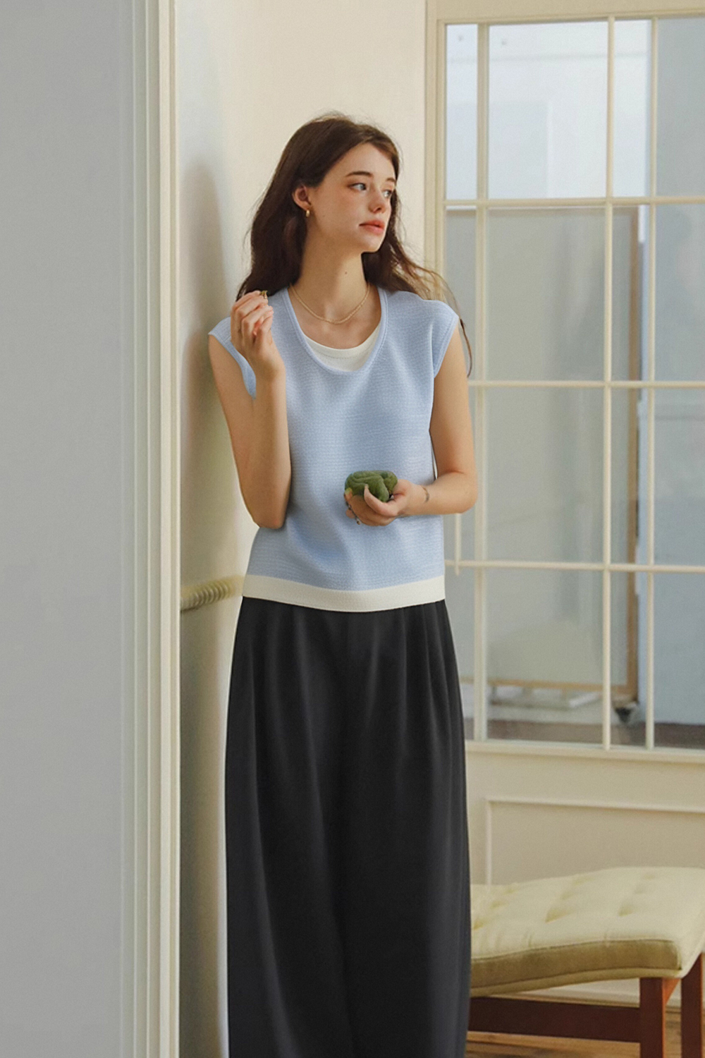 Fake Two-Piece Straight Knit Sweater