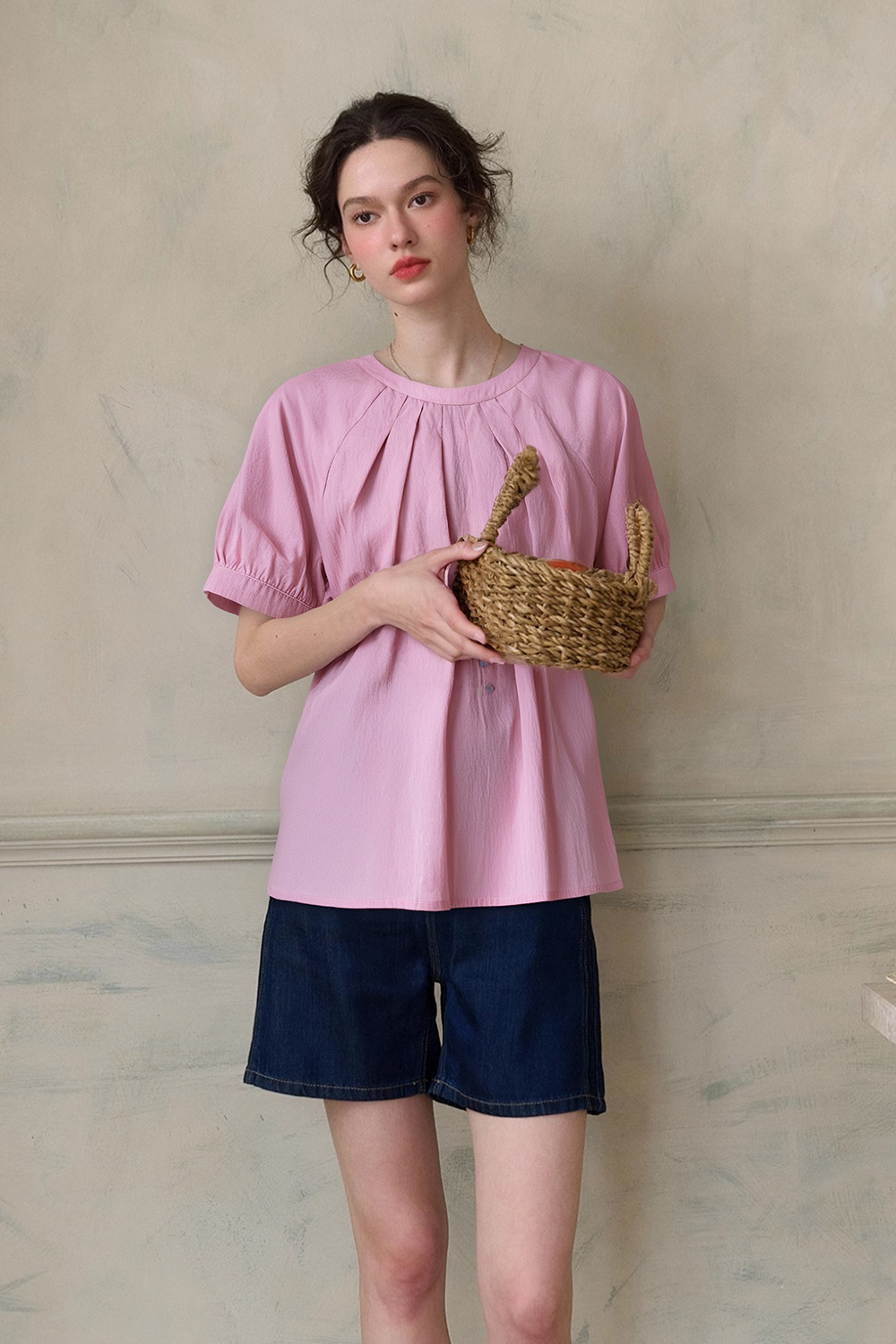 Pleated Collar Shirt
