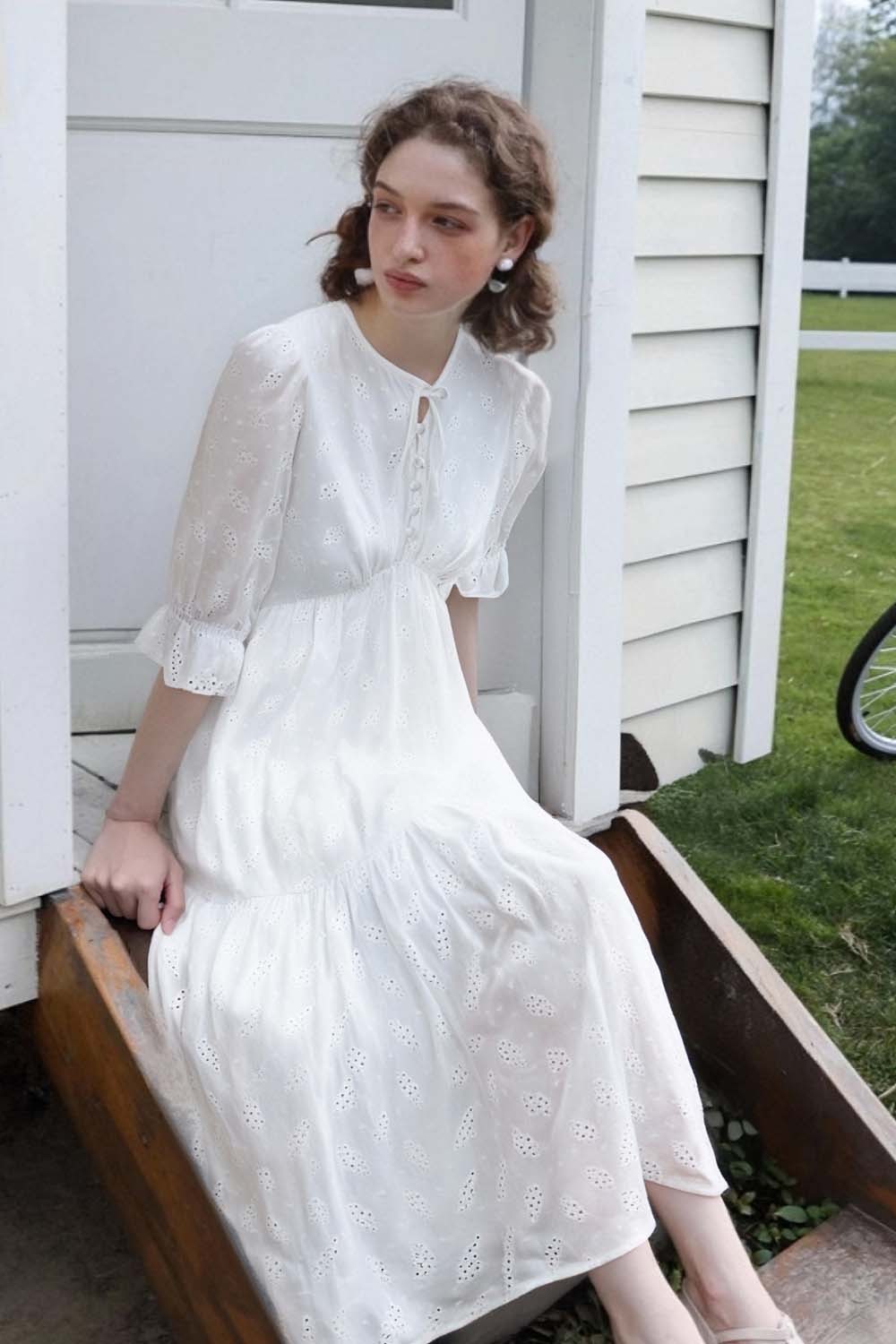 White Broderie Anglaise Dress