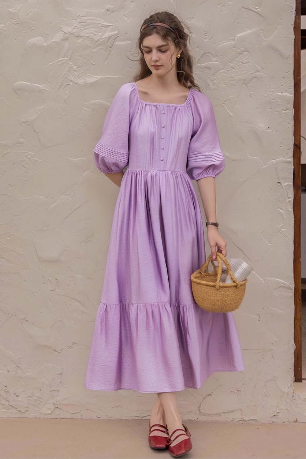 Elegant Square Neck Dress
