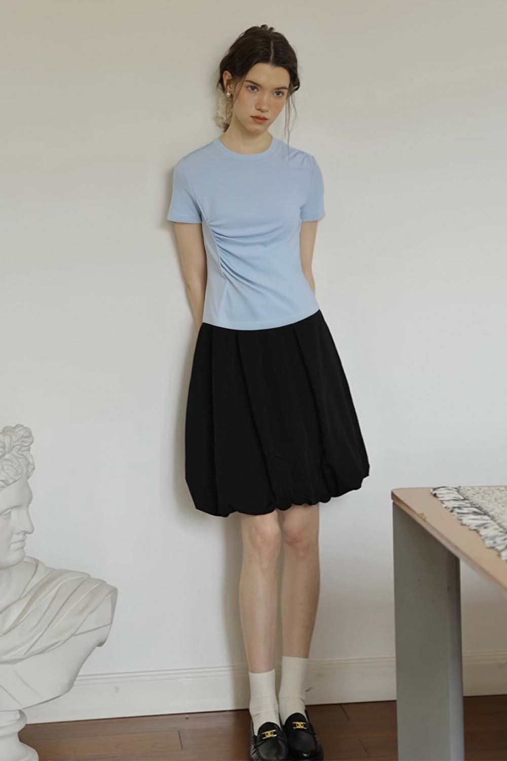 Pleated Long - sleeved T-shirt