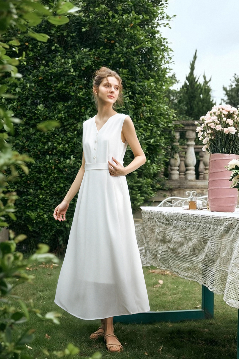 Elegant V-Neck Straight Dress