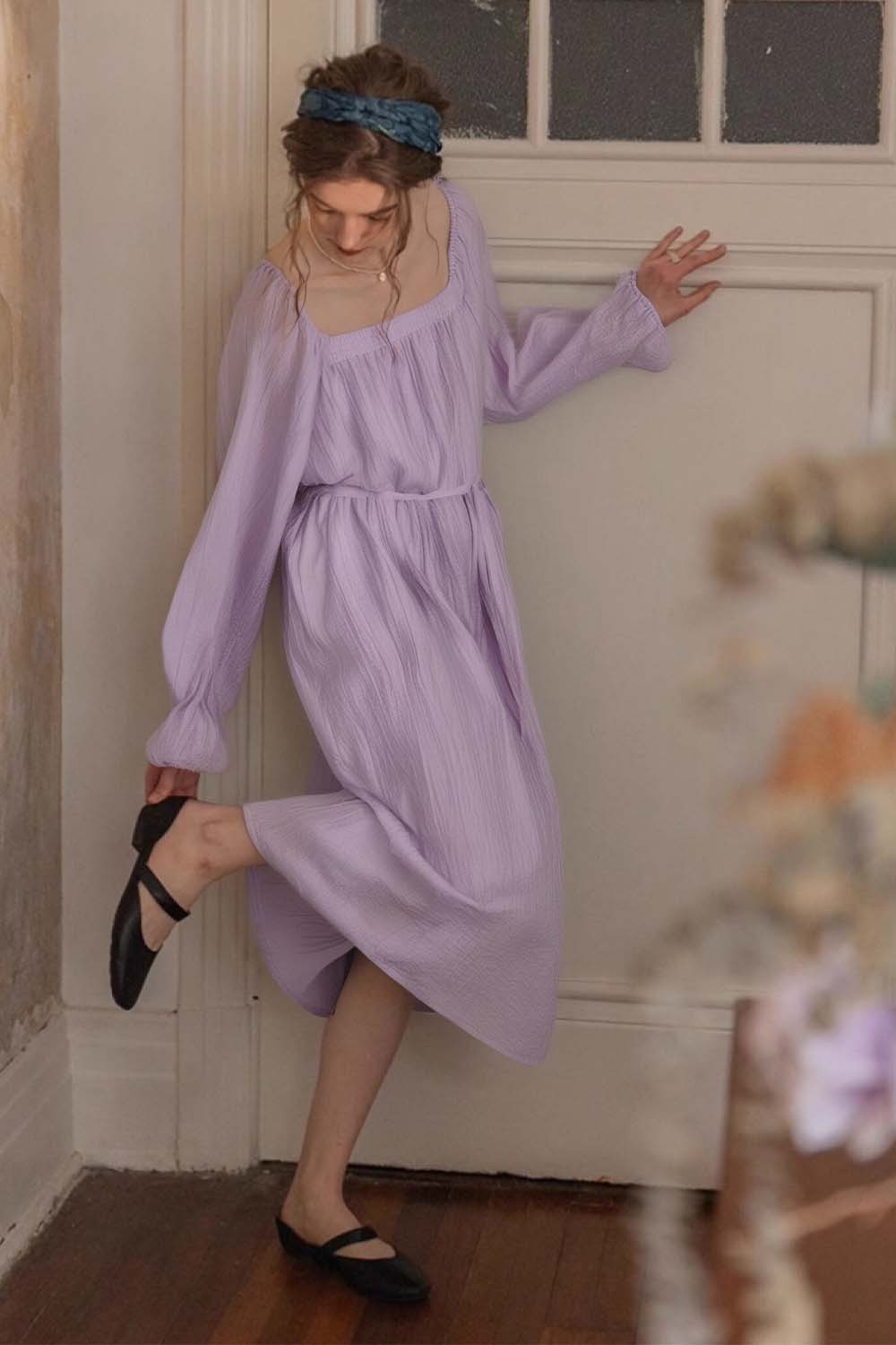 Lyocell Square Neck Straight Dress