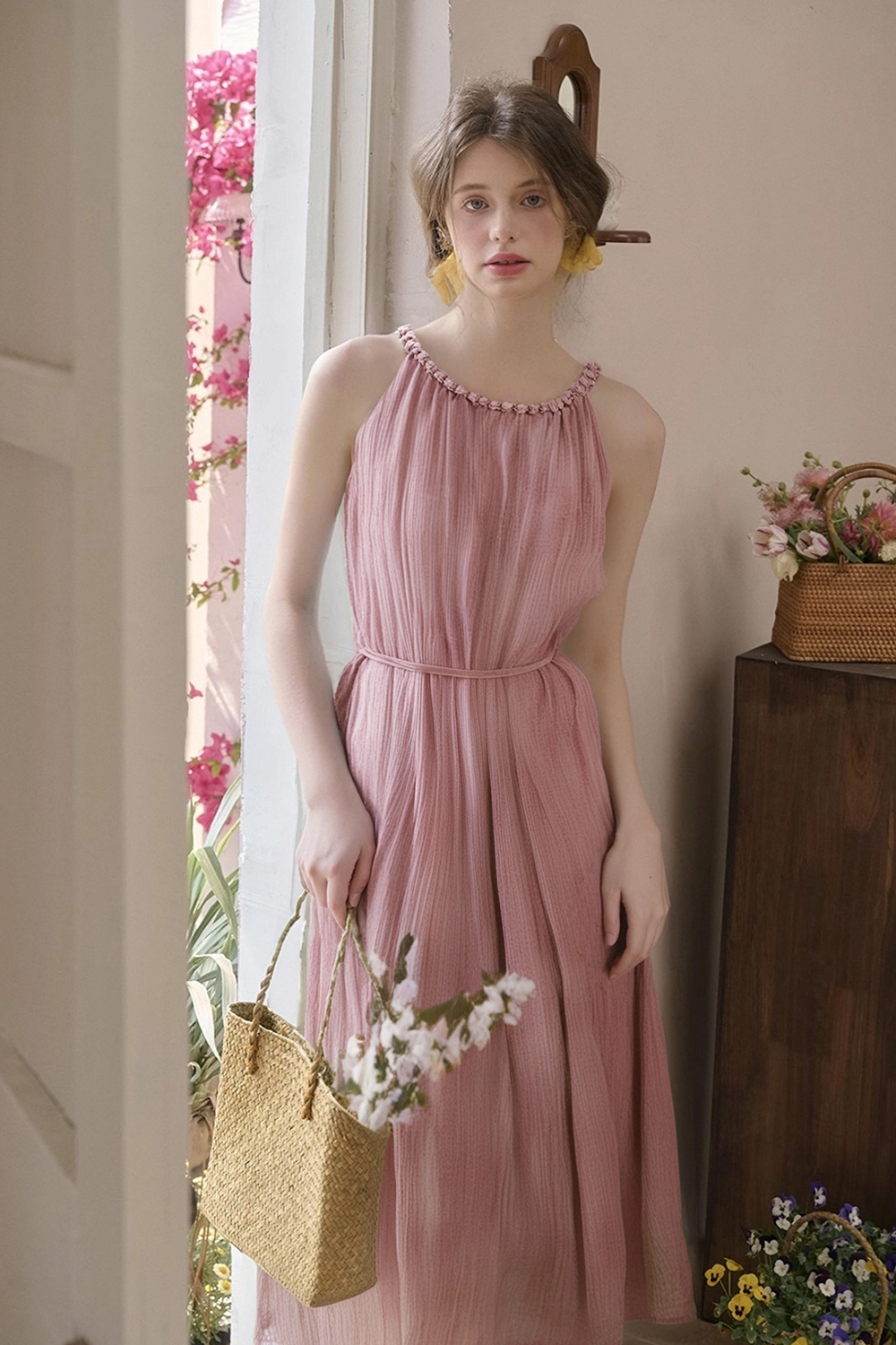 French Halter Strap Dress