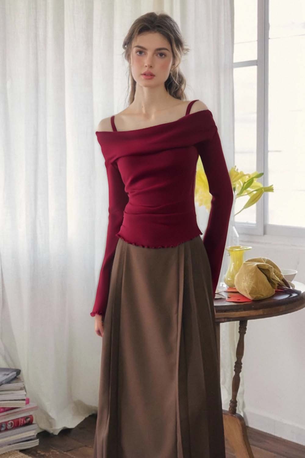 Swing Collar Fake Two-Piece Sweater