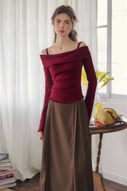 Swing Collar Fake Two-Piece Sweater
