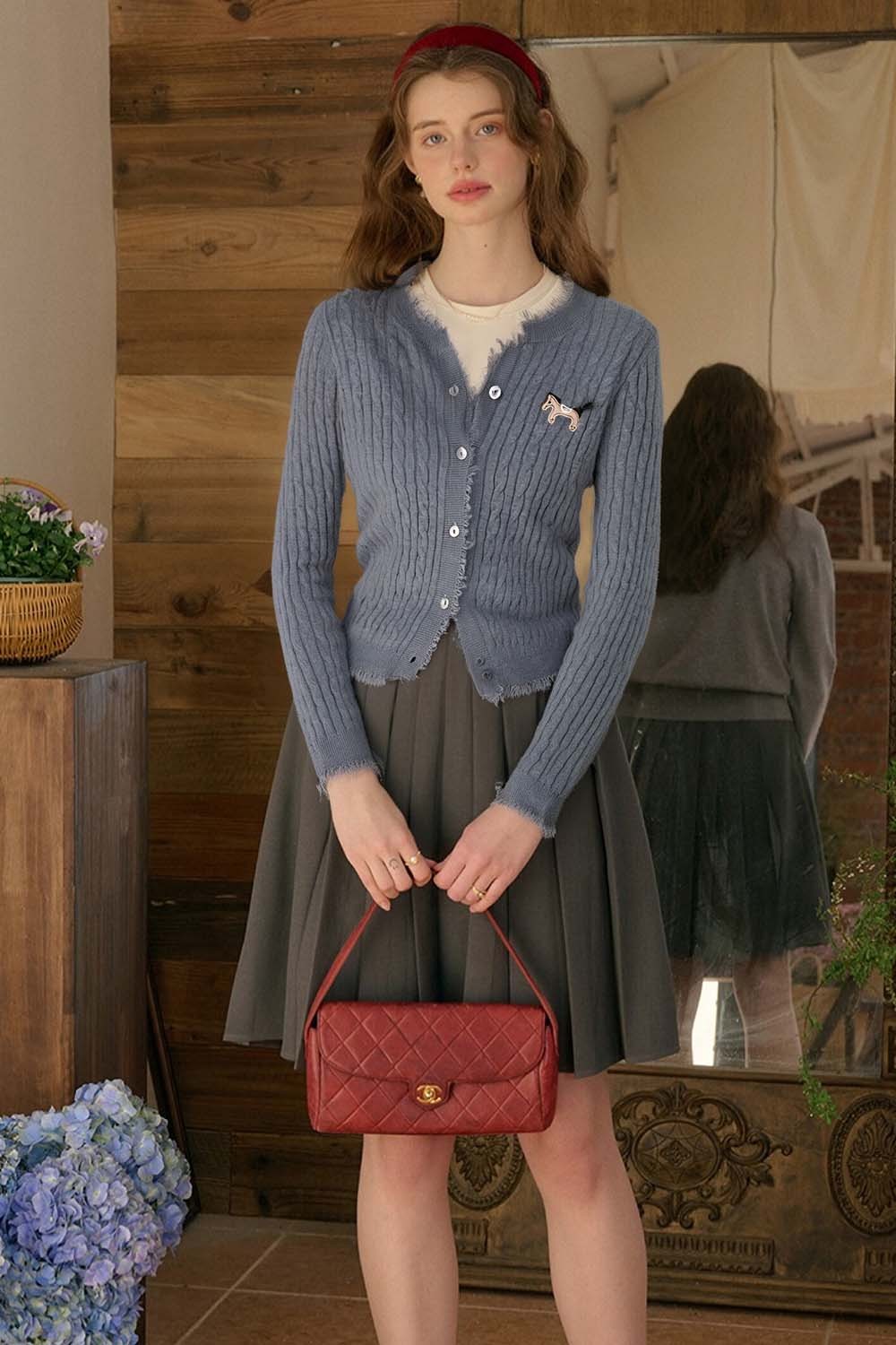 Pony Embroidered Knitted Cardigan