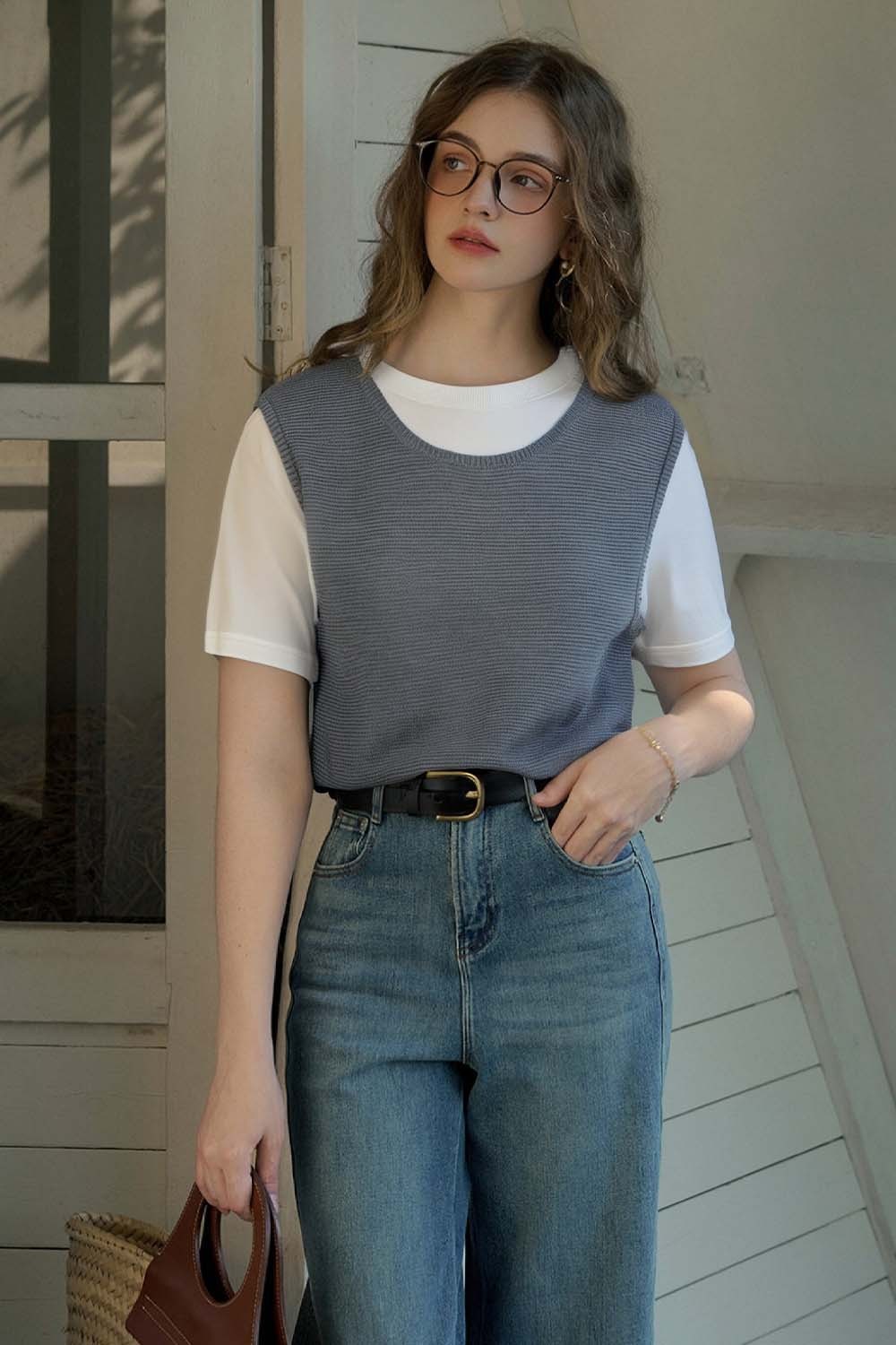 Simple Knit Overlay Top