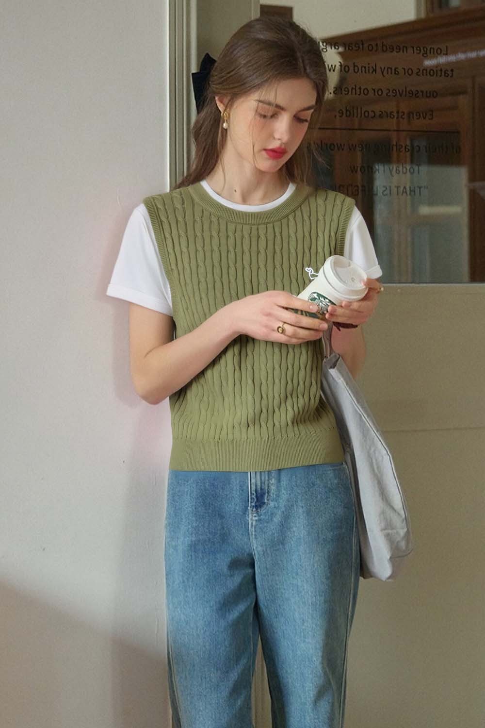 Wool Blend Fake Two-Piece Sweater