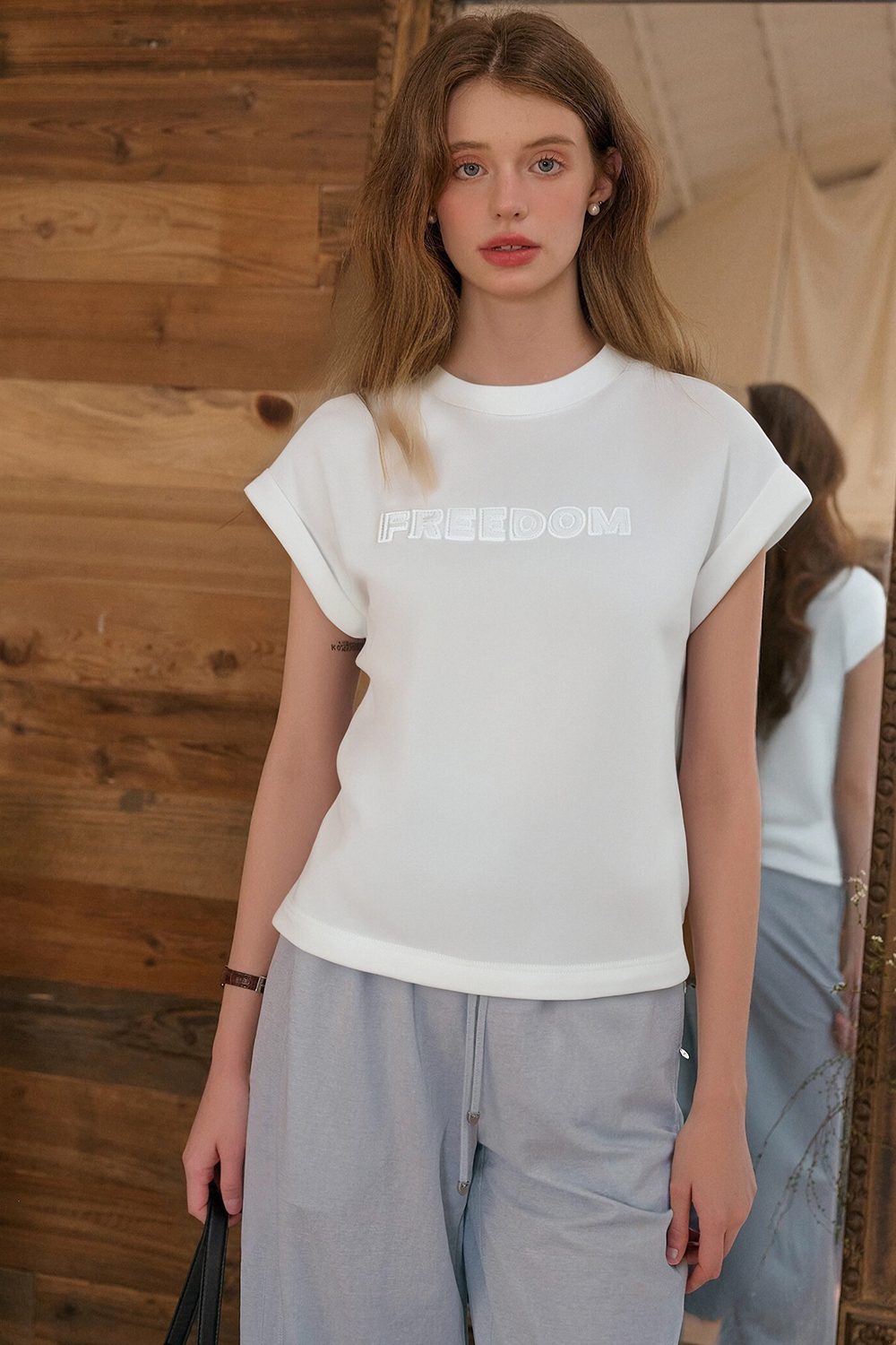 Cotton Folded Sleeve T-Shirt