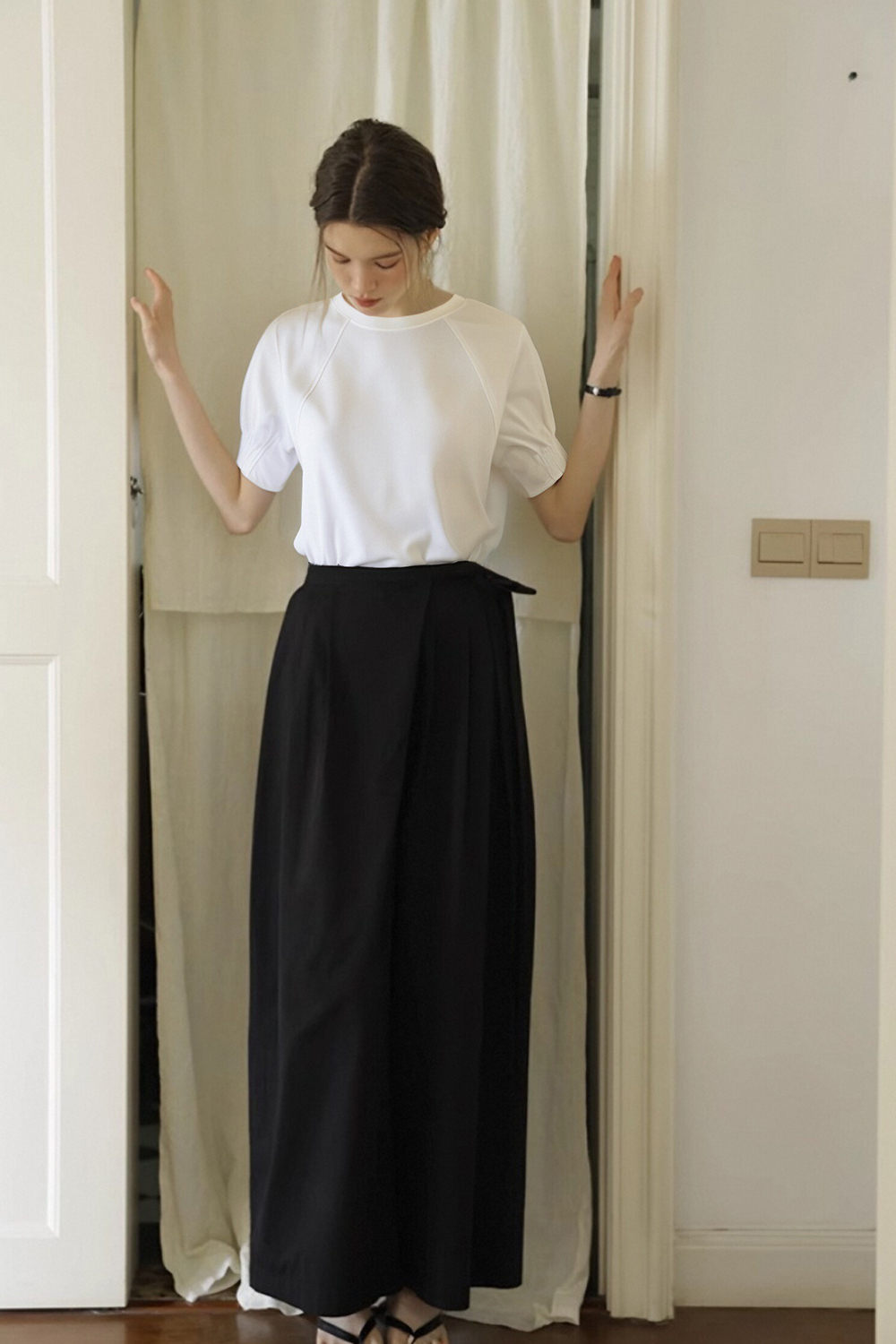 100% Cotton Pleated Sleeve T-Shirt