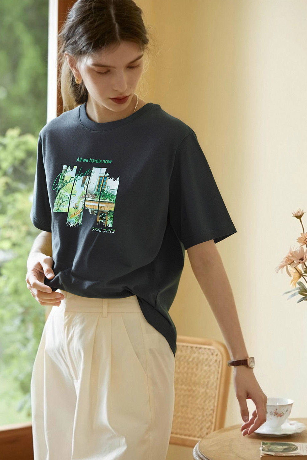 Pure Cotton Time Print T-Shirt