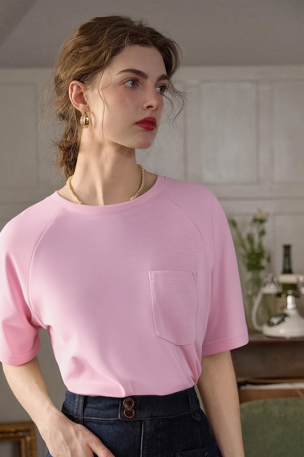 Patch Pocket Decoration Loose T-Shirt