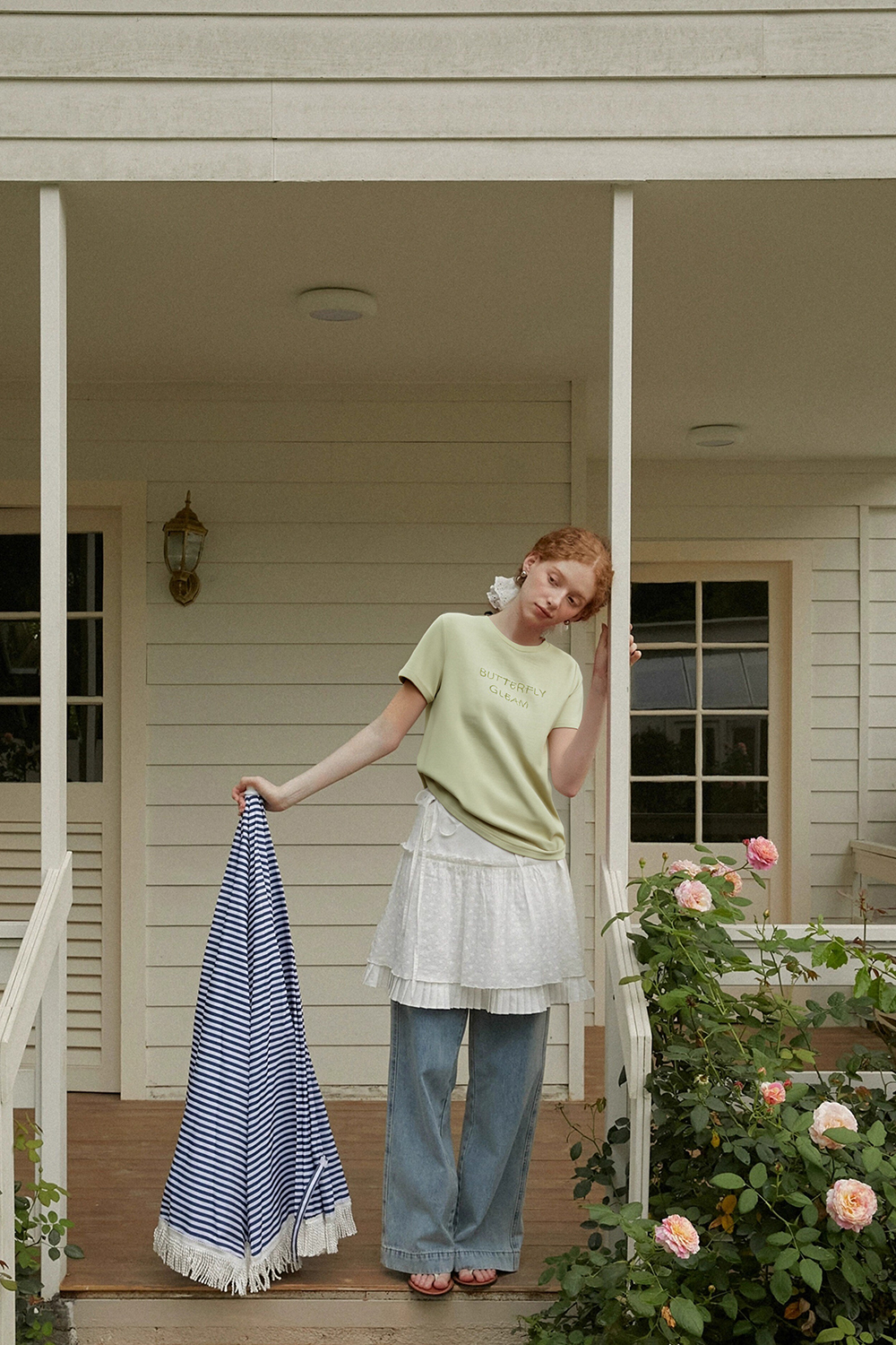 Embossed Texture Feel Embroidered T-Shirt