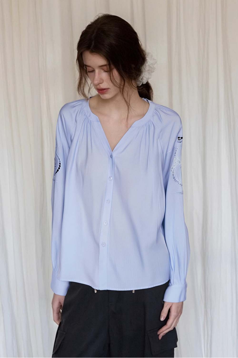 French Hollow Embroidered Shirt