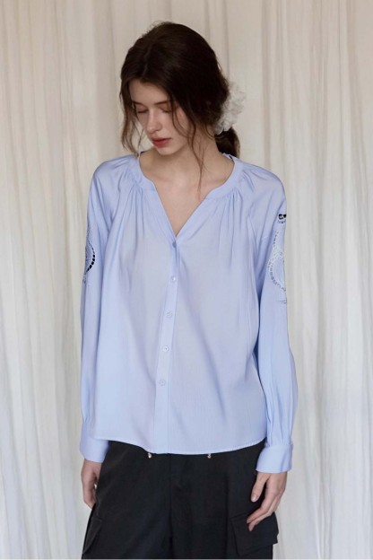 French Hollow Embroidered Shirt