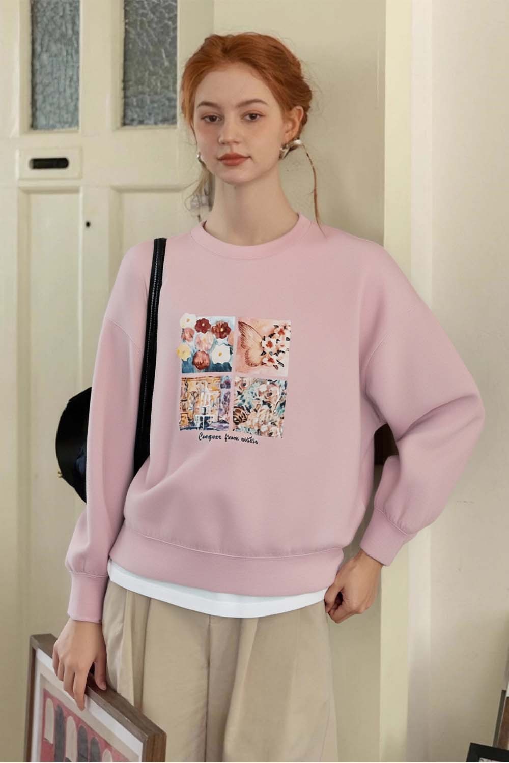 Art Print Crew Neck Sweatshirt