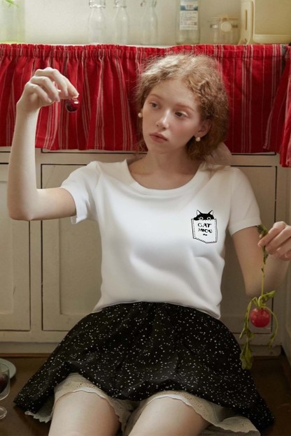 Cotton Pocket Cat T-Shirt