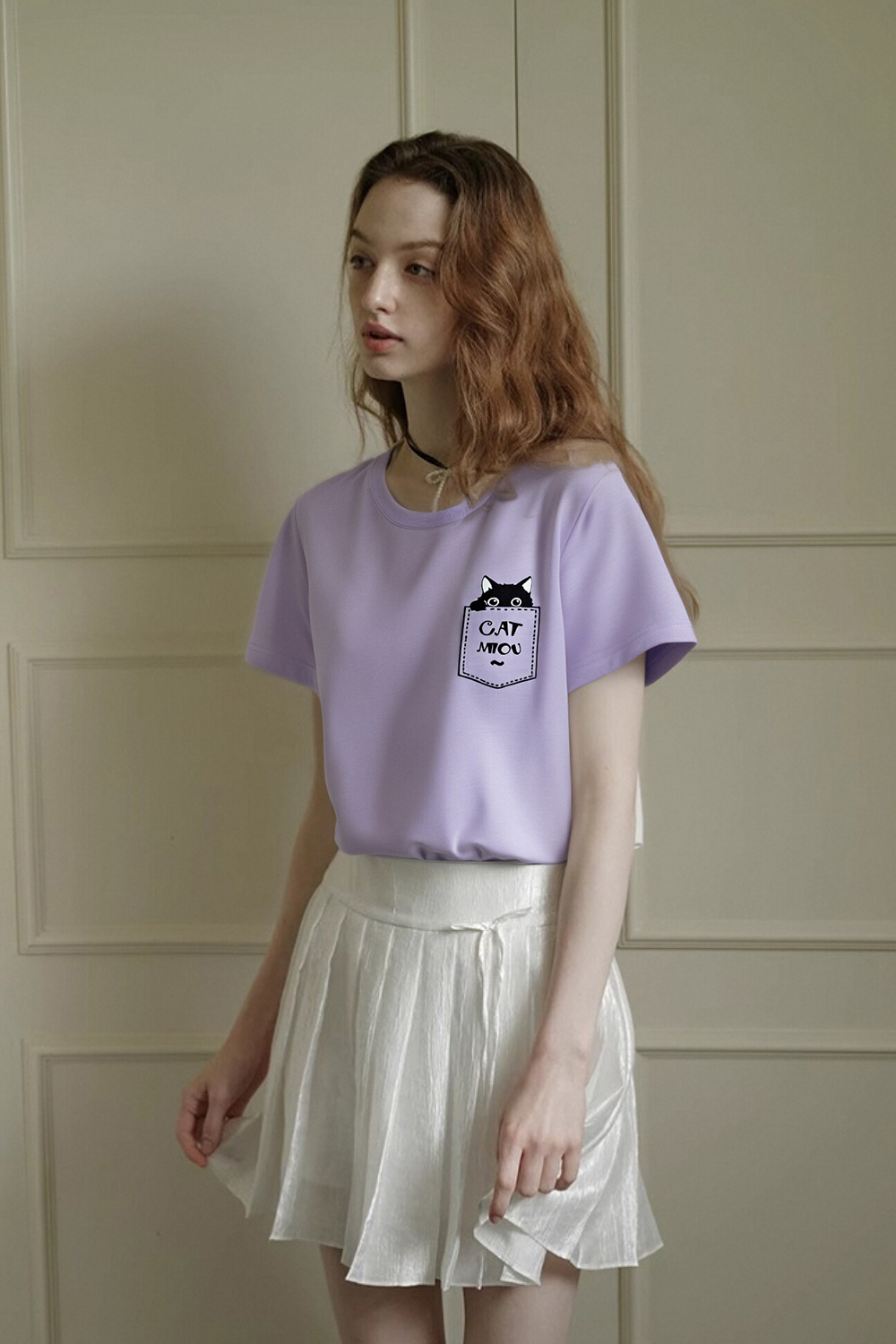 Cotton Pocket Cat T-Shirt