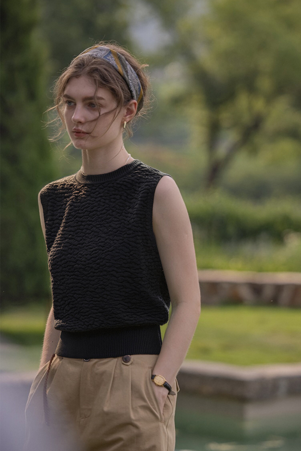 Textured Sleeveless Sweater