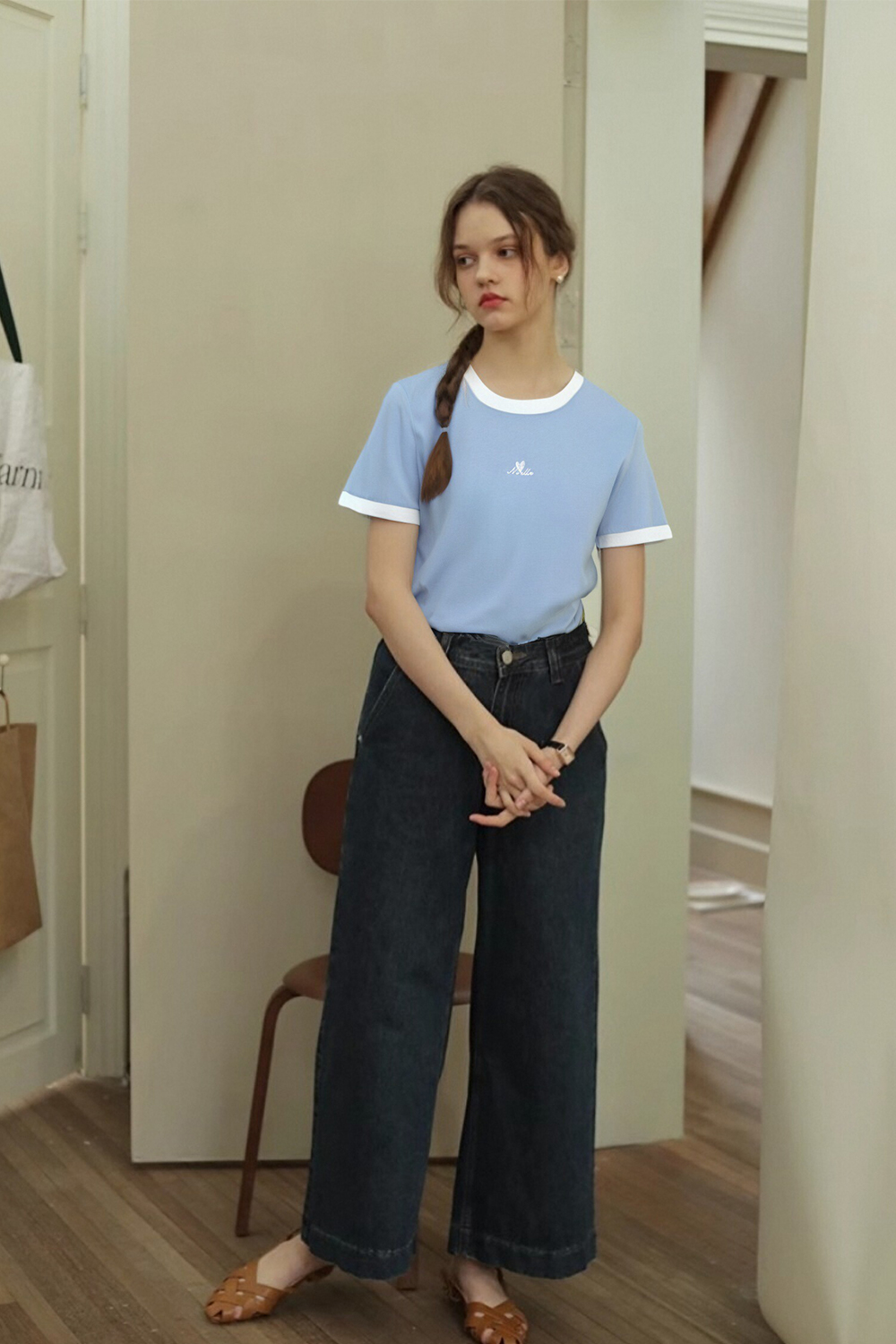 Cotton Blend Straight T-Shirt