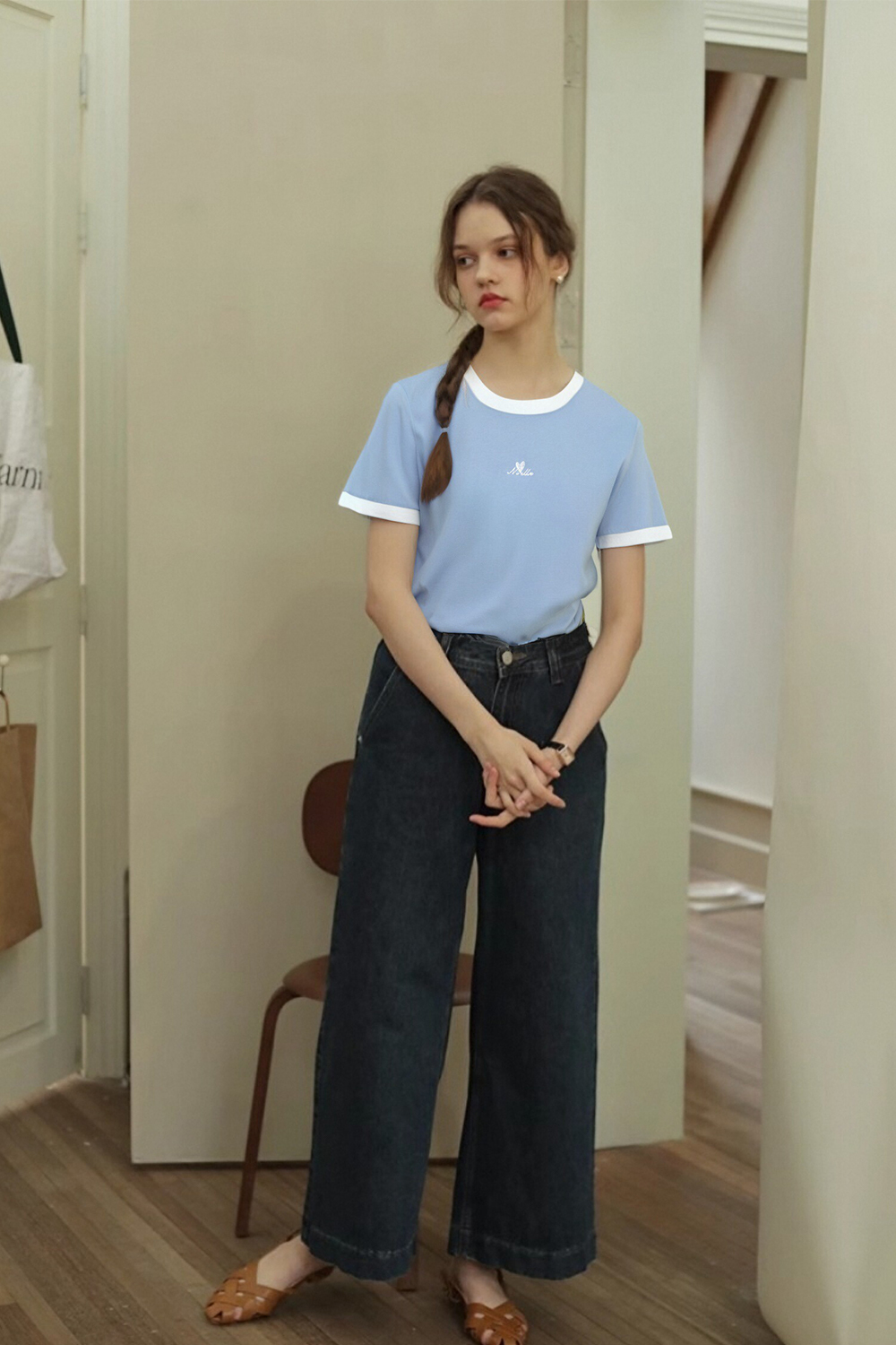 Cotton Blend Straight T-Shirt