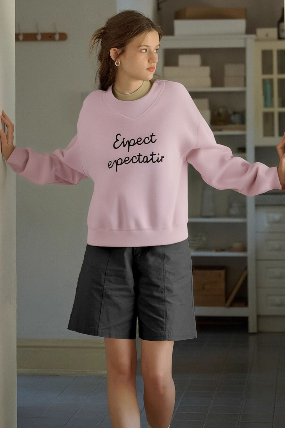 Simple Style Letter Embroidered Sweatshirt
