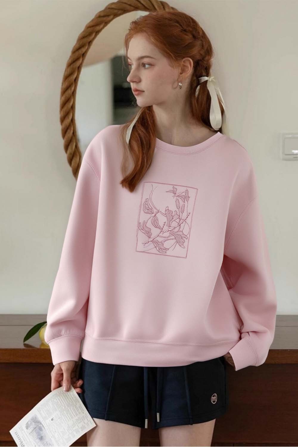 Pink Embroidered Sweatshirt