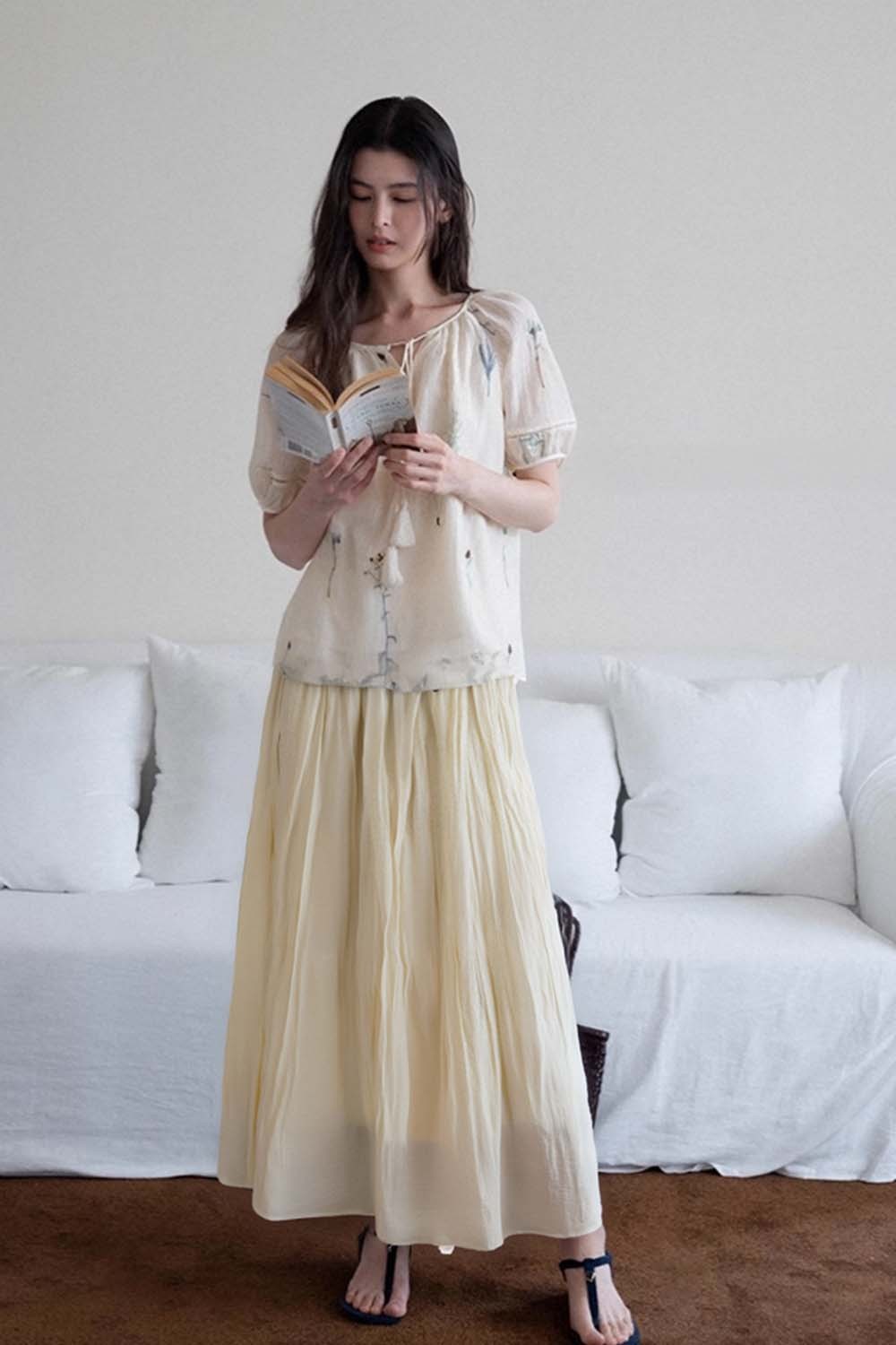 Pleated Loose Umbrella Skirt