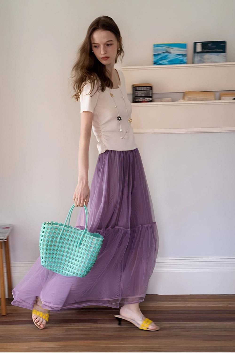 Double-Layered Mesh Puffy Skirt