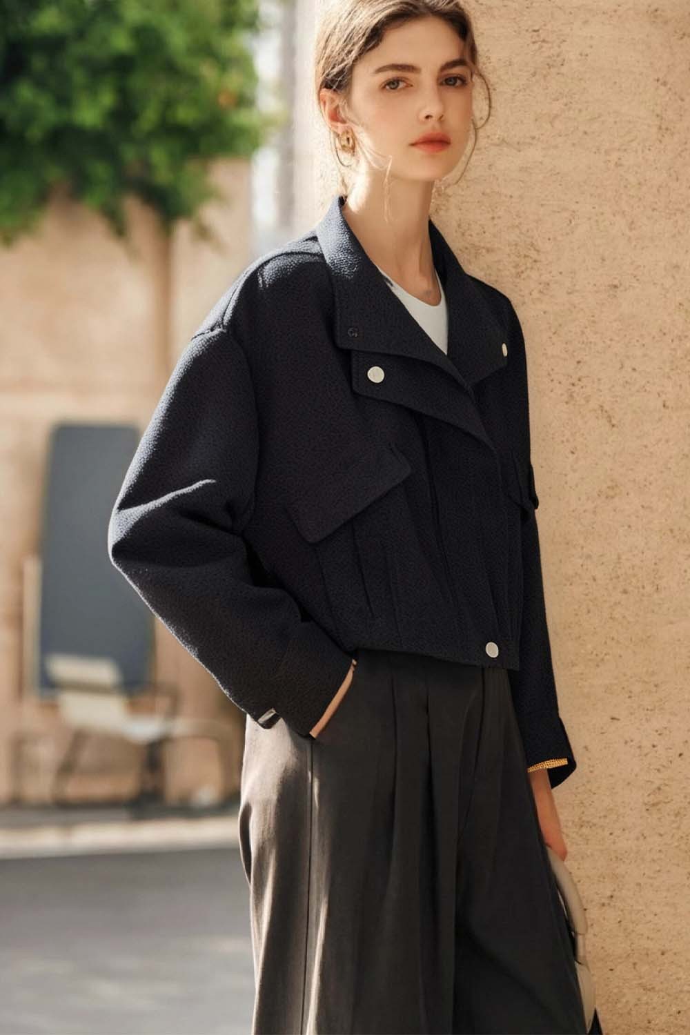 Workwear Style Short Lapel Jacket