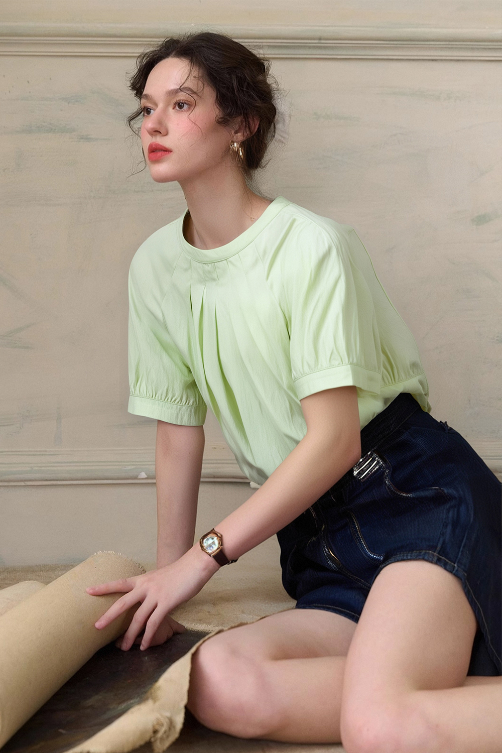 Pleated Collar Shirt
